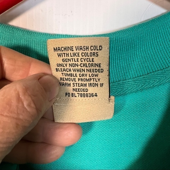 SCANDIA WOODS Polo Long Sleeve Shirt. Size Large, turquoise. Cotton piqued - Picture 9 of 9